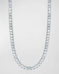 x Christina Adamo 18K Gold 16" North South Bezel Set Emerald-Cut Diamond Tennis Necklace, 21.40tcw