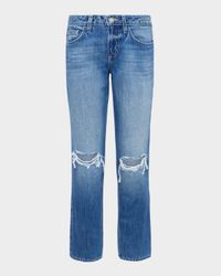 Nevia Low-Rise Distressed Straight Jeans