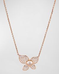 Happy Butterfly 18K Rose Gold Diamond Pendant Necklace
