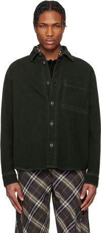 Burberry Green Garment-Dyed Denim Shirt