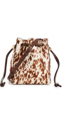 Madewell The Drawstring Crossbody Bucket Bag In Cowhide Leather Soft Mahogany Multi One Size