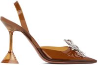 Amina Muaddi SSENSE Exclusive Brown Rosie Heels