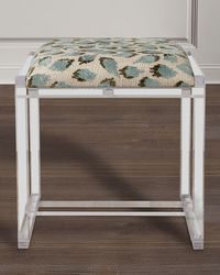 Glencoe Celadon Ocelot-Print Bench, 18"