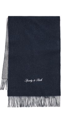 Sporty & Rich Signature Logo Duo Scarf Light Grey/Navy One Size
