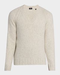 Men's Cashmere and Wool Chunky Knit V-Neck Sweater