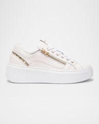 Leather Platform Side-Zip Sneakers