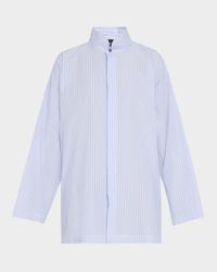 Slim A-Line Double Stand Collar Shirt with Stepped Insert (Long Length)