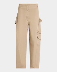 Mid-Rise Washed Chino Barrel-Leg Cargo Trousers