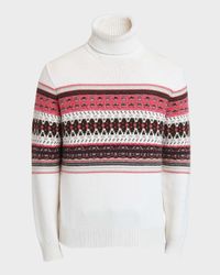 Men's Cashmere Jacquard Fair Isle Turtleneck Sweater