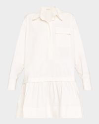 Brooke Long-Sleeve Drop-Waist Mini Dress