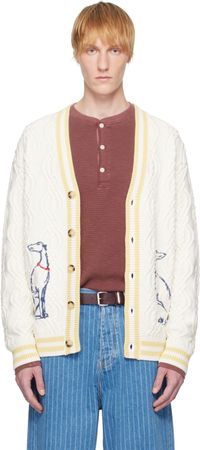 Drôle de Monsieur Cardigan blanc cassé à images Médicis