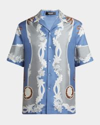Men's Medusa Cameo Silk Camp Shirt