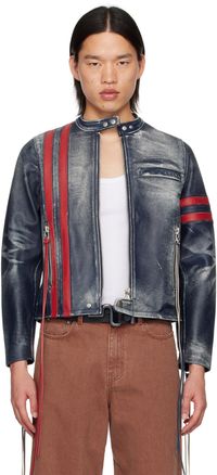 EYTYS Blouson Damon bleu marine en cuir