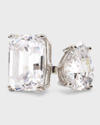 Mixed-Cut Cubic Zirconia Open-Front Ring