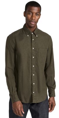 Gitman Vintage Classic Cotton Flannel Shirt Olive L