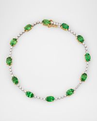 18K Gold Bracelet with Green Tsavorite and Diamonds
