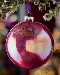 Iridescent Fuchsia Glitter Ball Ornament