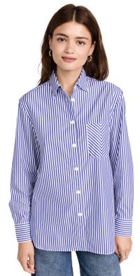 rag & bone ICON Maxine Button Down Shirt Blue Stripe L