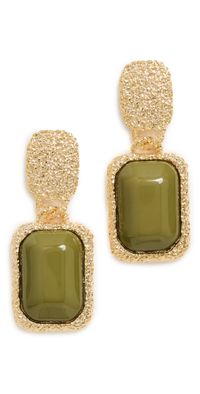 By Adina Eden Colored Gem Drop Earrings Dark Green One Size