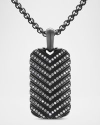 Men's Chevron Tag Enhancer in Titanium with Diamonds, 34mm