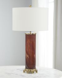 Burnt Sienna Marbled Glass Table Lamp