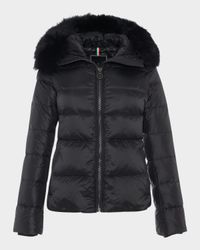 Short Down Apres-Ski Jacket with Detachable Toscana Lamb Hood Trim