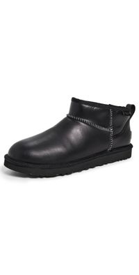 UGG Classic Ultra Mini Leather Regen Boots Black 9