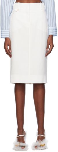JACQUEMUS White Les Sculptures 'La jupe midi Bari' Midi Skirt