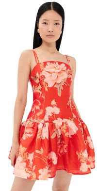 Leo Lin Lorena Ruffled Mini Dress Saffron Peony Print 12