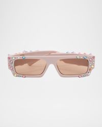 Kid's Rhinestone Charm Rectangular Sunglasses