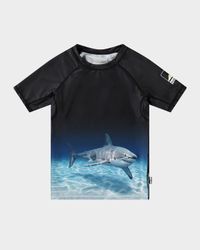 Boy's Neptune Short-Sleeve Rashguard Swim Top, Size 3T-6