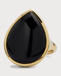 18K Polished Rock Candy Medium Teardrop Ring in Onyx; Size 7