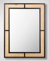 Anasa 40" Woven Cane Wall Mirror, Black