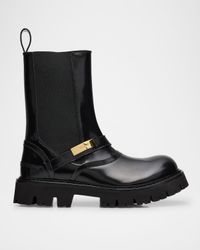 Men's Leather Logo-Plaque Chelsea Boots