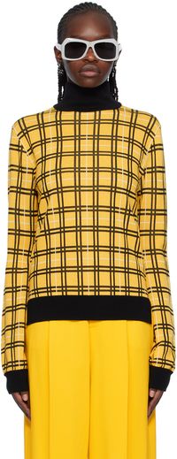 Marni Yellow & Black Check Turtleneck