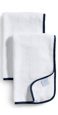 Weezie Signature Hand Towels 2 Pack Navy on White One Size
