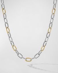 DY Madison Chain Necklace in Silver with 18K Gold, 8.5mm, 18"L