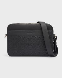 Men's Embossed Gancini Leather Crossbody Bag