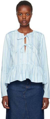 GANNI Blue Peplum Blouse