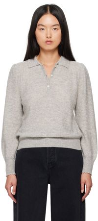 FRAME Gray Cashmere Polo