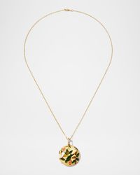 x MOYE 18K Yellow Gold Necklace with Diamonds and Marquetry Pendant