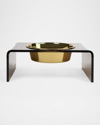 Bronze Single Bowl Pet Feeder, 2 Qt Golden Bowl
