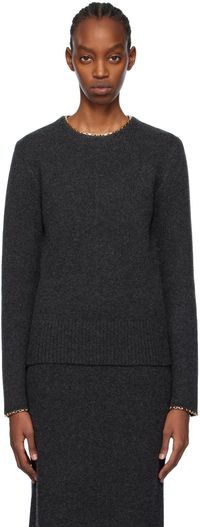 TOTEME Gray Chain-Edge Sweater