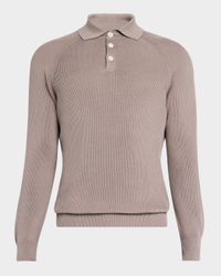 Men's Cotton Rib Polo Sweater