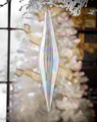 Iridescent Clear Elliptical Glass Ornament, 12"