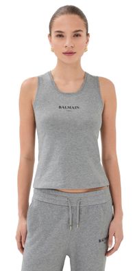 Balmain Balmain Vintage Print Tank Top Gris Chine/Noir M