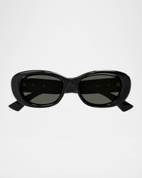GG Logo Oval Plastic Sunglasses
