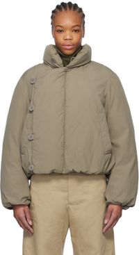 LEMAIRE Blouson court taupe rembourré en duvet