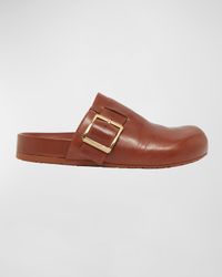 Leather Buckle Mules