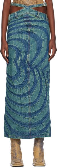 Masha Popova SSENSE Exclusive Blue Big Heart Denim Midi Skirt